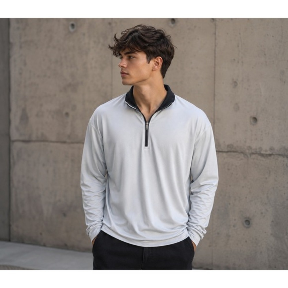 UltraClub Pullover Mens XL White Cool & Dry Quarter Zip Golf Active Top Sporty